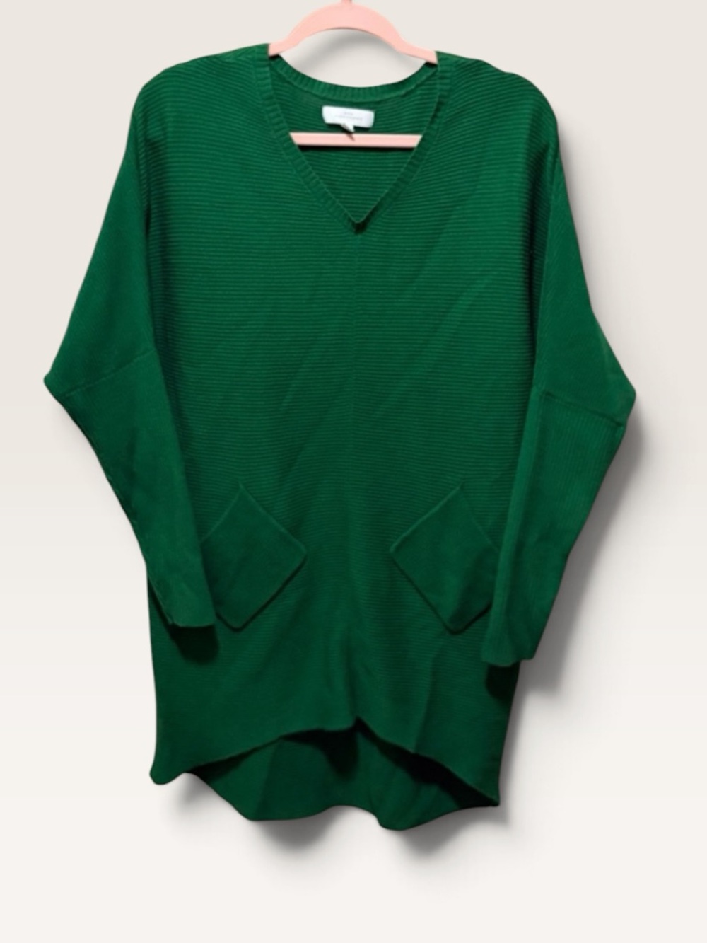 New Directions green oversized V-neck sweater/tunic